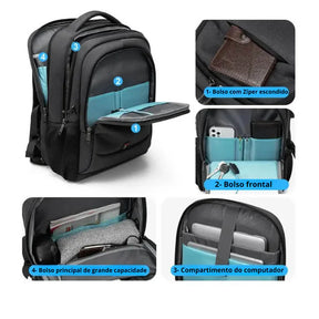 Mochila Executiva EG213 - Notebook 17'', Impermeável e Porta USB